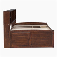 Wooden Captain Bed With Built-In Storage Shelves by Millwood Pines