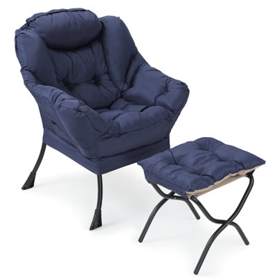Lovich Upholstered Accent Chair with Ottoman, Button Tufted Cozy Armchair Single Sofa with Footrest by George Oliver