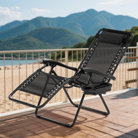 Morena Folding Zero Gravity Lounge Chair with Headrest, Footrest, and Cup Holder, Outdoor Beach Recliner for Patio and Camping