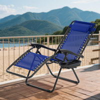 Morena Folding Zero Gravity Lounge Chair with Headrest, Footrest, and Cup Holder, Outdoor Beach Recliner for Patio and Camping by Arlmont & Co.