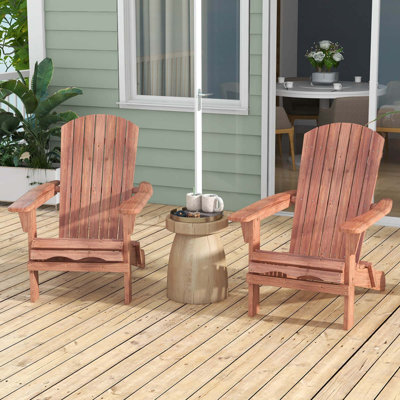 Highland Dunes Folding Adirondack Chair Set Of 1 With High Backrest & Wide Armrests Wooden