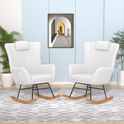 2-Pack High Back Rocking Chair With Headrest And Side Pockets by George Oliver