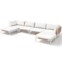 Metal Outdoor Patio Sectional With Cushions (Set Of 6) by Hokku Designs