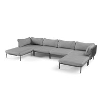 Metal Outdoor Patio Sectional With Cushions (Set Of 6)