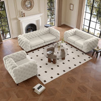 Willa 3-Piece Tufted Polyester Living Room Set with Chesterfield Chair & Loveseat & Sofa by Willa Arlo Interiors