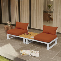 Antjelina 2 - Person Outdoor Loveseat with Cushions & Side Table by Ebern Designs