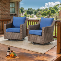 Patio Outdoor PE Wicker Rocking Chair Set With Cushions by Red Barrel Studio