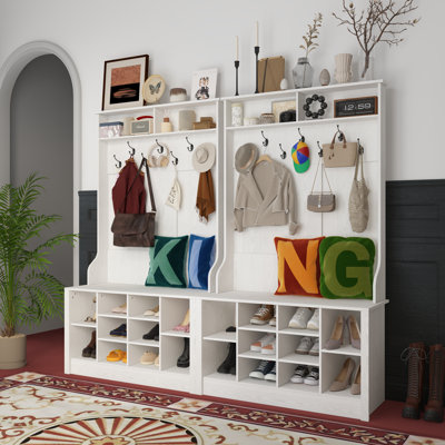 Bettymae 78.8” Wide Hall Tree with Hooks, Bench & Shoe Storage by Lark Manor