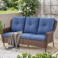 Rayla 69" Wide Patio Wicker Outdoor Sofa with Cushions with Cushions