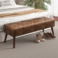 Lillyanna Faux Leather Upholstered Bench, 45" Wide by George Oliver