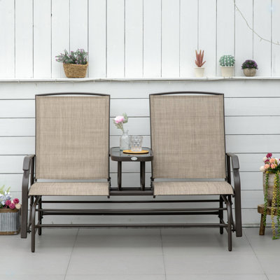 Outsunny Outdoor Glider Bench With Center Table by Alcott Hill