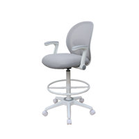Boss Grey Mesh, Flip Arm, Stool, White Frame by Inbox Zero
