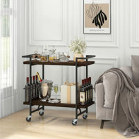 2-Tier Home Bar Cart With Lockable Wheels And Heavy-Duty Metal Frame by 17 Stories