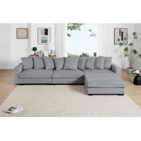 Krahling Oversized 144"W Corduroy Sectional Sofa With Ottoman by Ebern Designs