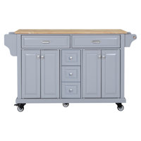 Cambridge Natural Wood Top Kitchen Island With Storage,Kitchen Cart,Coffee Station by Gracie Oaks