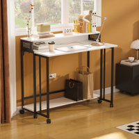 Modern Computer Desk Foldable Desktop with Rotating Wheels by Ebern Designs