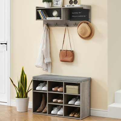 Entryway Bench With Coat Rack, 4 In 1 Hall Tree With Shoe Rack by Gracie Oaks