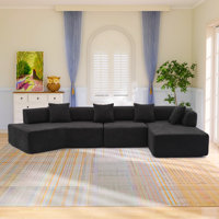 Temica 140" Boucle Low Back Curved Vacuumed Sectional by Latitude Run