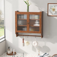 Glass Door Vintage Double Door Wall Cabinet Farmhouse Cabinet Spice Rack for Wall Spice Cabinet by Gracie Oaks