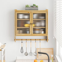 Glass Door Vintage Double Door Wall Cabinet Farmhouse Cabinet Spice Rack for Wall Spice Cabinet by Gracie Oaks