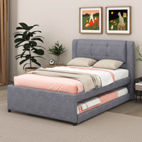 Ovilla Full Size Upholstery platform bed with Trundle,Trundle can be flat or erected by Latitude Run