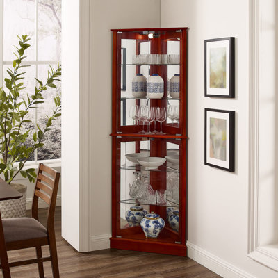 Corner Curio Dispaly Cabinet with Lights and Mirrored Back by Red Barrel Studio
