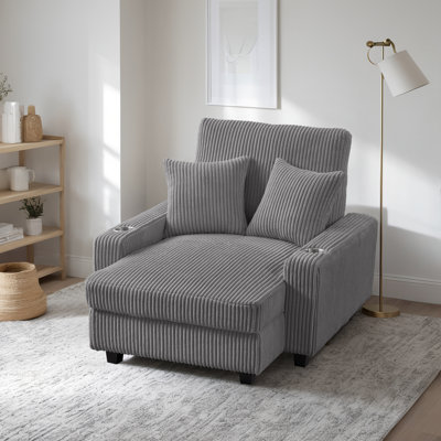 Ermia Upholstered Chaise Lounge Chair convertable accent chair living room chair by Ebern Designs