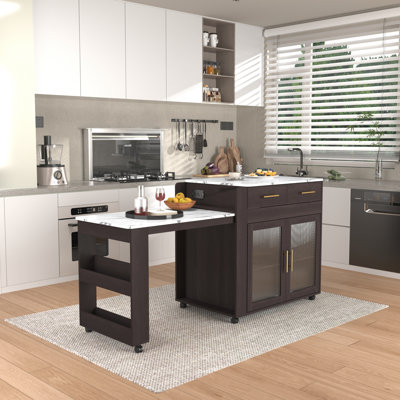 Jamirrah Kitchen Island with Extendable Table by Latitude Run