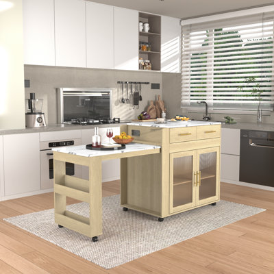 Jamirrah Kitchen Island with Extendable Table by Latitude Run