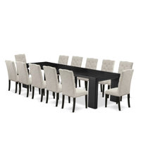 Extendable Dining Set Includes a Xtenczar Table and Linen Fabric Dining Chairs by Luxe by East West Furniture