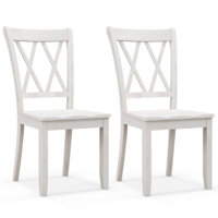 August GroveWooden Dining Chairs Set Of 2 With Ergonomic Seat Rubber Wood Frame & High Backrest by August Grove
