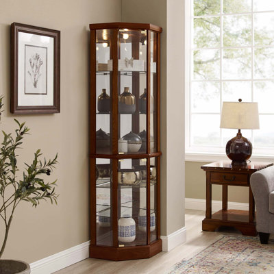 6 Shelf Lighted Corner Curio Cabinet by Lark Manor