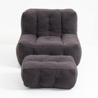 Plush Memory Foam Bean Bag Chair with Ottoman | Ergonomic Lazy Sofa for Adults | Super Soft Modern Design for Living Room/Bedroom/Apartment