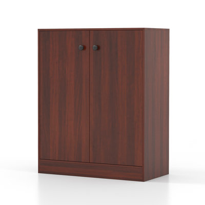 Ebern Designs 2-door Storage Cabinet Freestanding Storage Organizer With 3-tier Shelf Entryway Brown by Ebern Designs