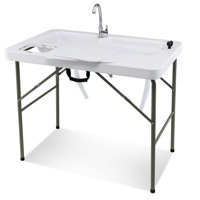 Arlmont & Co. Folding Fish Cleaning Table With 2 Built-in Sinks & 360°rotatable Faucet by Arlmont & Co.