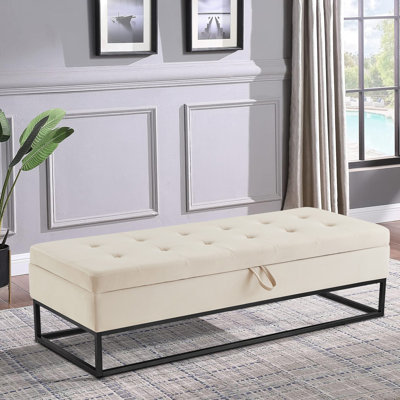 Modern Velvet Upholstered Storage Bench with Flip-Up Seat Top by Everly Quinn