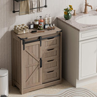 Farmhouse Sliding Door Bathroom Floor Storage Cabinet by Gracie Oaks