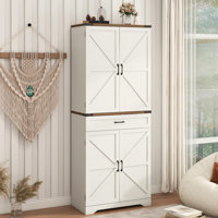 72" Tall Farmhouse Kitchen Pantry, Farmhouse Storage Cabinet With Adjustable Shelves by Ophelia & Co.