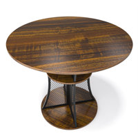 Round Wood Top Metal Base Dining Table by 17 Stories