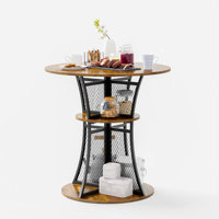 Round Wood Top Metal Base Dining Table by 17 Stories