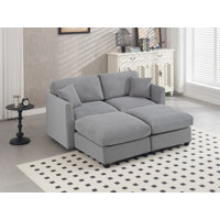 Virgus Upholstered Sectional Corduroy Sofa With Ottomans