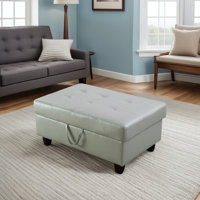 Beitz Vegan Leather Ottoman by Ebern Designs
