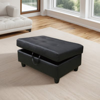 Beitz Vegan Leather Ottoman by Ebern Designs