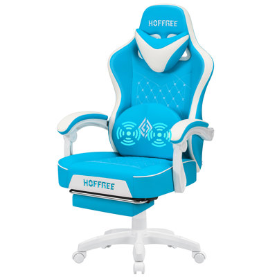 Ivy Bronx Adjustable Reclining Ergonomic Faux Leather PC & Racing Game Chair with Vibration Lumbar Pillow by Ivy Bronx