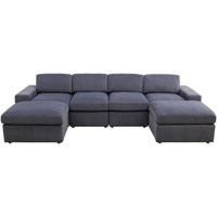 Kynder Microfiber 6-Piece 130"Upholstered Sofa with 2 Ottomans by Ebern Designs