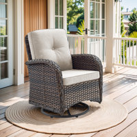 Braxleigh Outdoor Patio Wicker Swivel Glide Rocker Chair With Cushions by Lark Manor