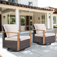 Allcot Outdoor Patio Wicker Swivel Glide Rocker Chair With Cushions (2-Pack) by Latitude Run