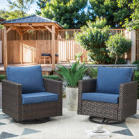 Kaelahni Outdoor Patio Wicker Swivel Glide Rocker Chair With Cushions (2-Pack) by Latitude Run