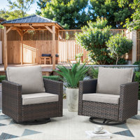 Kaelahni Outdoor Patio Wicker Swivel Glide Rocker Chair With Cushions (2-Pack) by Latitude Run
