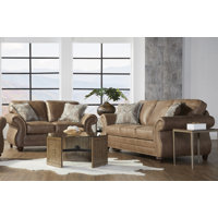 Leinster Faux Leather Upholstered Nailhead Sofa And Loveseat Set by Darby Home Co